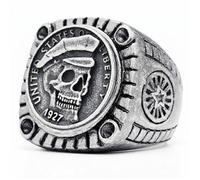 Bague Chevalière XXL Pour Homme en Acier - Tête de Mort Biker Liberty 1927 64