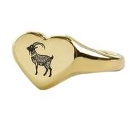 Bague chèvre en forme de cœur | Argent sterling 925 plaqué or | Bijou cadeau, chevalière style vintage, bijou hypoallergénique fait main | LK_PDR_01043_7.5