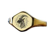 Bague chèvre hexagonale | Argent sterling 925 plaqué or | Bijou cadeau, chevalière style vintage, bijou hypoallergénique fait main | LK_PDR_00990_6