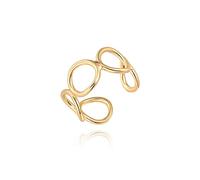Bague circulaire réglable en or 18 carats avec chaîne à maillons simples et zircones cubiques, Métal, Aucune pierre précieuse