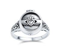 Bague Claddagh de Promesse d'Amitié Celtique Irlandaise pour Couples, Souvenir Commémoratif pour Hommes et Femmes en Argent Sterling Oxydé .925