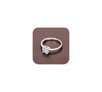 Bague classique en argent à quatre griffes pour femme, bague de fiançailles en faux diamant coupe ronde, bague de mariage en oxyde de zirconium, bague de promesse infini pour femme 9#