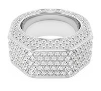 Bague cocktail Dextera, Forme octogonale, Pavé, Blanche, Métal rhodié 52