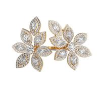 Bague cocktail « Feuilles d'amour » en argent sterling 925 | Plaqué or | Bagues de luxe faites main avec moissanite, marquise et forme ronde | LKJR_0410