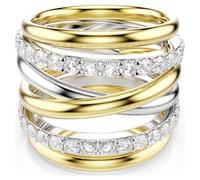 Bague cocktail Hyperbola, Taille ronde, Blanche, Finition mix de métal 55