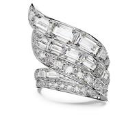 Bague cocktail Hyperbola, Tailles variées, Blanche, Métal rhodié 55