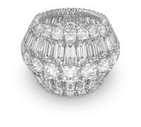 Bague cocktail Hyperbola, Tailles variées, Blanche, Métal rhodié 55