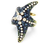Bague cocktail Idyllia, Crystal pearls, Étoile de mer, Multicolore, Placage de ton or 52