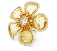 Bague cocktail Idyllia, Fleur, Jaune, Placage de ton or 55
