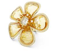 Bague cocktail Idyllia, Fleur, Jaune, Placage de ton or 58