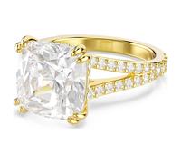 Bague cocktail Stilla, Taille carré, Pavé, Blanche, Doré à l’or 18 carats (750/1000) 50