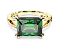 Bague cocktail Stilla, Taille rectangulaire, Verte, Placage de ton or 55