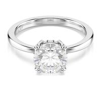Bague cocktail Stilla, Taille ronde, Blanche, Finition argentée 58