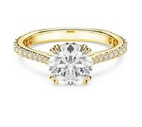 Bague cocktail Stilla, Taille ronde, Pavé, Blanche, Doré à l’or 18 carats (750/1000) 55