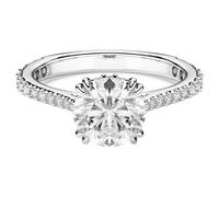 Swarovski Bague cocktail Stilla – Taille ronde, pavé, blanche, finition argentée
