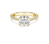 Bague cocktail Stilla, Taille ronde, Pavé, Blanche, Placage de ton or 52