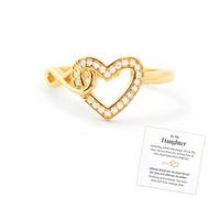 Bague coeur infini, à ma fille réglable en argent S925, bague infini mère et fille en zircon plaqué or, bague coeur d'amour infini, cadeau de bijoux pour femmes et filles