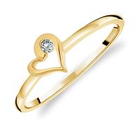 Bague Coeur pour Femme en Or Jaune 375/1000 sertie Diamants blancs