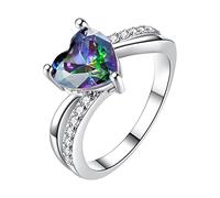 Bague colorée en forme de cœur incrustée de zircon et design exquis adaptée à diverses occasions Bague pour homme, taille unique, Métal, Pas de pierre précieuse