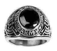 Bague commémorative en acier titane moulé - Bague de l'armée américaine - 15 - Noir