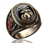 Bague commémorative militaire pour le 250e anniversaire du Corps des Marines, cadeau unisexe à collectionner, soldat à la retraite, Adjustable, Métal, 0