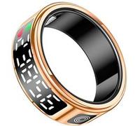 Bague Connectée - Diana - Écrin Cristallin - Suivi Santé - Écran LED - Taille S Dorée