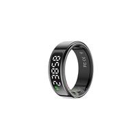 Bague Connectée Smart Ring Orbyt Touch, Ecran Tactile, Base de Chargement, Analyse du Sommeil/Fréquence Cardiaque/Podomètre/Calories, Noir, Taille 9