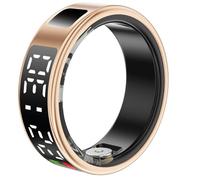 Bague Connectée Taille 8 Modèle Saturn avec Écran LED et Étui de Charge Dorée