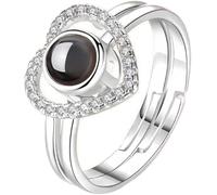 Bague couple en forme de cœur « Dich ich Liebe », 100 langues gravées, collier d'amour pour petite amie, cadeaux pour femme, fête des mères, Saint-Valentin, Noël, Mittelgroße, métal, Mittelgroße