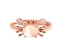 Bague Crabe Ouverte En Cristaux Zirconium Anneau Marin Ajustable Pour Femme Fille Style Plage Animaux Marins Élégant Été Bijou De Promesse Empilable Confortable Et Hypoallergénique Chic Mignon