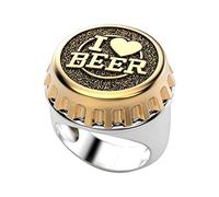 Bague créative en argent avec bouchon de bouteille de bière - Bijoux d'anniversaire - Suggestion de mariage - Bague de fiançailles pour femme chrétien (or, 7)