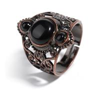 Bague créative en Pierre de Cristal Naturelle à Fleurs Creuses rétro, Bague Ouverte réglable en Pierre veineuse Rouge, Bijoux d'été Assortis pour Hommes et Femmes, Taille Unique, Obsidienne