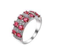 Bague Crochets Bijoux plein Zircon bague dames bijoux bagues en pour les femmes taille 6 10 Porte-clés Nettoyeur Anneaux (Red, 9)