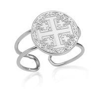 Bague Croisée de Jérusalem en Acier Inoxydable pour Homme et Femme Chevaliers Templiers Chrétiens Catholiques Bague Ouverte réglable Bijoux Religieux Cadeau de Baptême (Croisés Croix Anneau)