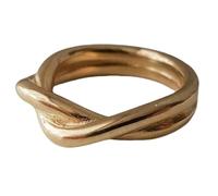 Bague croisée double couche en acier titane empilable pour femme, bague de phalange vintage torsadée, cadeau pour elle, 8, Plaqué or 18 carats