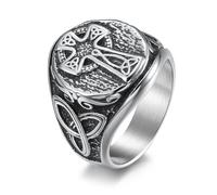 Bague croix celtique nordique, bague vintage en acier inoxydable pour homme