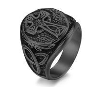 Bague croix celtique nordique, bague vintage en acier inoxydable pour homme