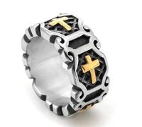 Bague croix en acier inoxydable Punk Anneaux en acier titane pour hommes et femmes Bijoux gothiques Bagues à la mode pour couples