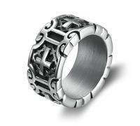 Bague croix en acier inoxydable Punk Anneaux en acier titane pour hommes et femmes Bijoux gothiques Bagues à la mode pour couples