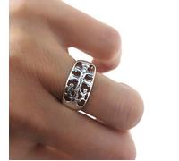 Bague Cruz Caravaca, argent sterling 925 oxydé, simple, pour femme 63