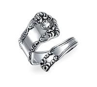 Bague Cuillère Boho Pour Femmes Pour Hommes Argent Sterling Oxydé Ajustable