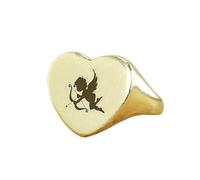 Bague Cupidon en forme de cœur | Argent sterling 925 plaqué or | Bijou cadeau, chevalière style vintage, bijou hypoallergénique fait main | LK_PDR_00957_7