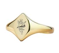 Bague Cupidon en forme de marquise | Argent sterling 925 plaqué or | Bijou cadeau, chevalière style vintage, bijou hypoallergénique fait main | LK_PDR_00949_9