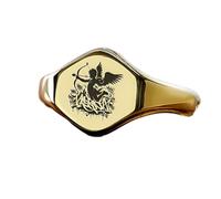 Bague Cupidon hexagonale | Argent sterling 925 plaqué or | Bijou cadeau, chevalière style vintage, bijou hypoallergénique fait main | LK_PDR_00944_5.5