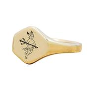 Bague Cupidon maléfique hexagonale | Argent sterling 925 plaqué or | Bijou cadeau, chevalière style vintage, bijou hypoallergénique fait main | LK_PDR_01696_6