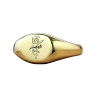 Bague Cupidon ovale | Argent sterling 925 plaqué or | Bijou cadeau, chevalière style vintage, bijou hypoallergénique fait main | LK_PDR_01686_11
