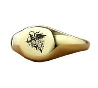 Bague Cupidon ronde | Argent sterling 925 plaqué or | Bijou cadeau, chevalière style vintage, bijou hypoallergénique fait main | LK_PDR_00942_6.5