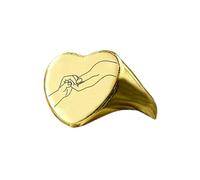 Bague cœur de confiance en forme de cœur | Argent sterling 925 plaqué or | Bijou cadeau, chevalière style vintage, bijou hypoallergénique fait main | LK_PDR_00958_9