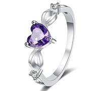 Bague cœur en argent sterling S925, style simple et élégant, ornée d'une améthyste naturelle