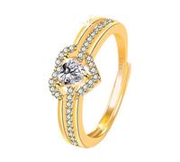 Bague cœur en pierre Bijou De Mariage Anneau Ouvert Ajustable Idée Cadeau